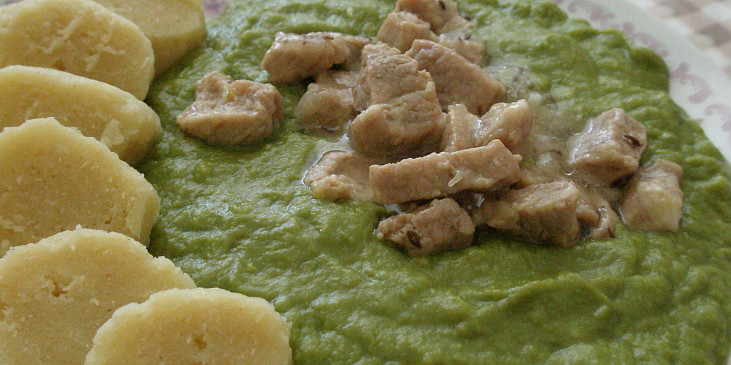 Špenát  (mangold), vepřové maso, bramborový knedlík