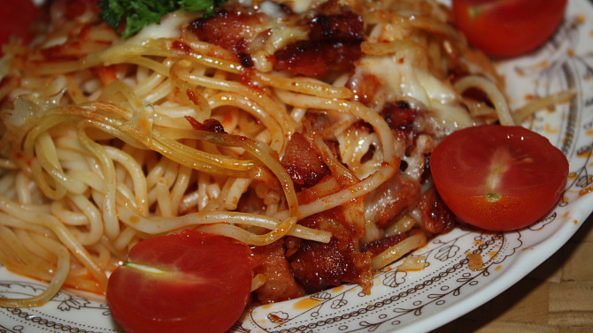 Zapečené špagety se sýrem, Zapečené špagety se sýrem