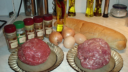 Grilované topinky s masem, suroviny