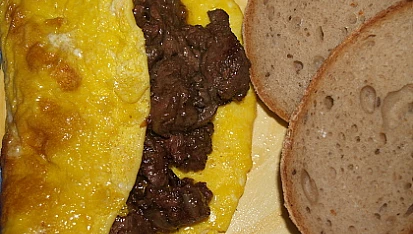 Kuřecí játra v omeletě, kuřecí játra v omeletě