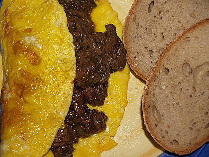 Kuřecí játra v omeletě, kuřecí játra v omeletě