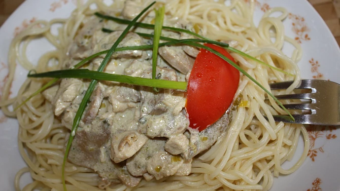Kuřecí nudličky se žampiony, Kuřecí nudličky se žampiony