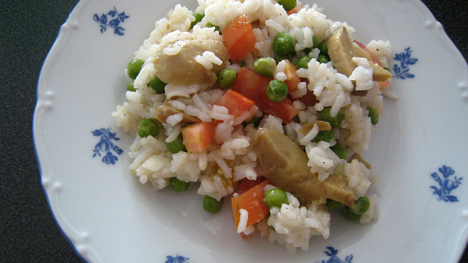 Rýžový salát se žampiony