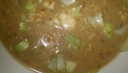 Nivovo-chlebová polévka s houbami, detail...