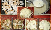 Zapečené kuřecí nudličky s bešamelem a sýrem na tymiánu, postup přípravy