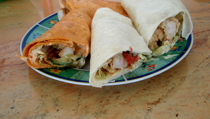 Placky plněné kuřecím masem (domácí tortilla)