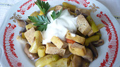 Tofu s fazolkami a žampiony
