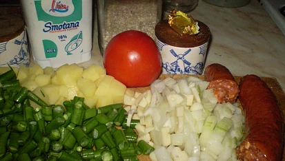 Fazolková polévka s kroupama, ingredience...