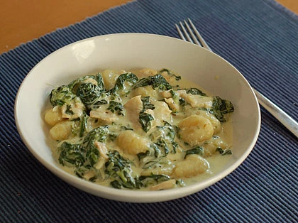 Gnocchi se špenátem a kuřecím masem, Gnocchi se špenátem a kuřecím masem