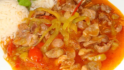 Kuřecí žaludky na zelenině, Kuřecí žaludky na zelenině