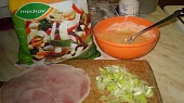 Omeleta obložená zeleninkou, ingredience...