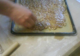 Ořechové medové řezy (na druhou placku rozetřit ořechy)