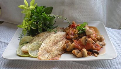 Pečený Pangasius s houbovým ragú / dietni