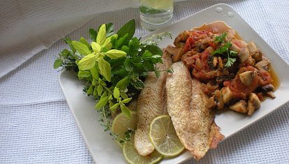 Pečený Pangasius s houbovým ragú / dietni