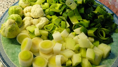 Zeleninový krém, Zelenina vložená do rozmoxovaného základu