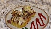 Bramborové vějířky s česnekem a slaninkou, bramborové hřebeny