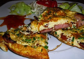 Klobásovo-šunková omeleta