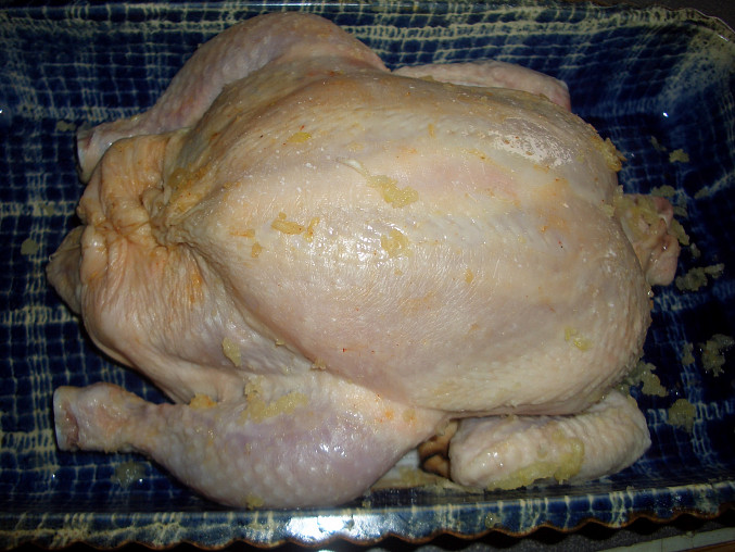 Loštické kuře, připraveno na pečení