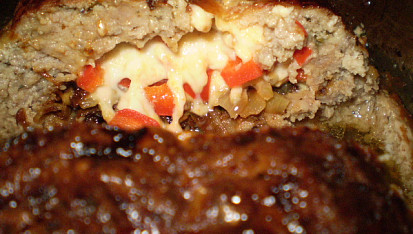 Plněná sekaná, detail plněné sekané