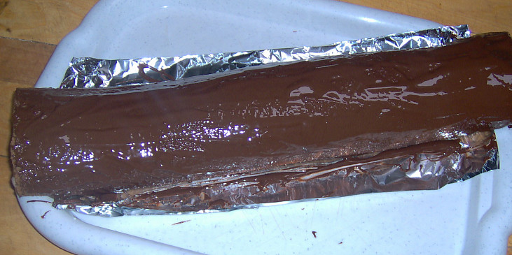 natřená čokoládovou polevou