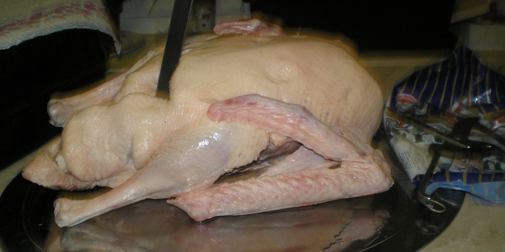 Husa a kachna pečená (Připravená na porcování.)