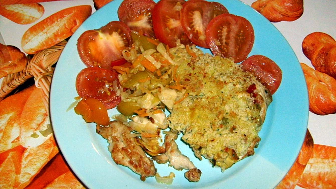 Kuřecí steak pod peřinou, hotovo .........dobrou chuť....:-)))