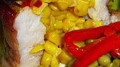 Pangasius zapečený s kukuřicí a mozzarellou (Detail řezu)