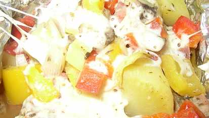 Směs pečená v alobalu, detail