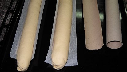 Veka domácí na chlebíčky, Pečeno na  "papírovém plechu"