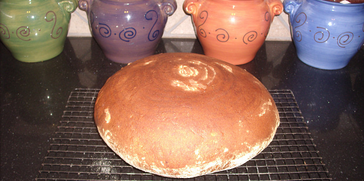 Chléb ošatkový, zadělaný v DP a pečený v troubě (hotový bochník)