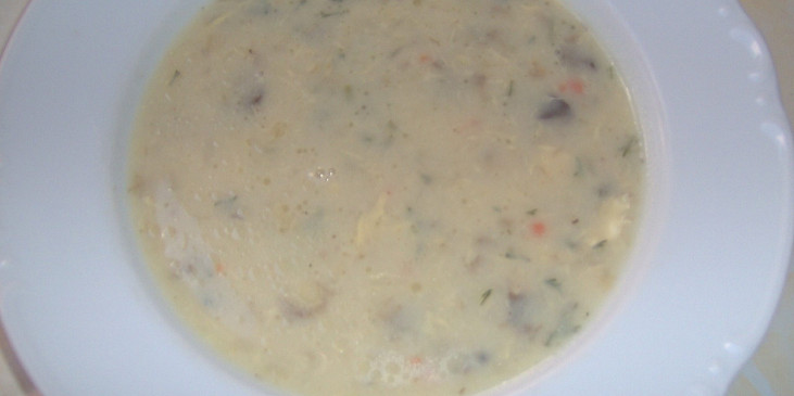 Houbovo-smetanová polévka se sýrem a koprem (dnešní polévka )