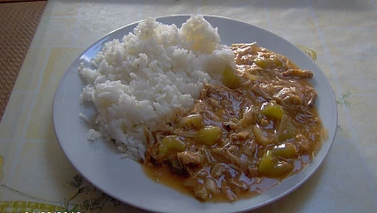 Krůtí srdce na špeku s řapíkatým celerem, dnešní oběd