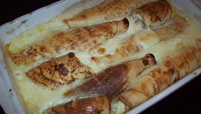Tvarohové zapečené palačinky, upečeno