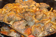 Restování jater a cibule