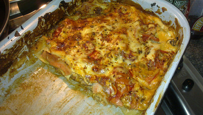 Lasagne se slaninou a žampiony