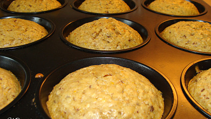 Pomerančové muffiny s ovesnými vločkami, Právě upečené