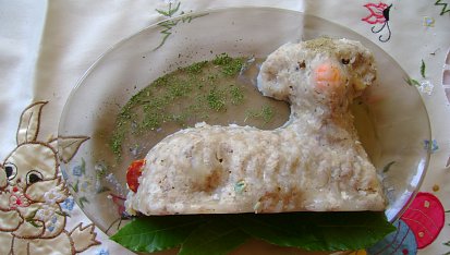 Sulc - klasický recept, podle starých řeznických norem, Velikonoční sulc - dle receptu, ustydly ve forme na beranka... :o) 