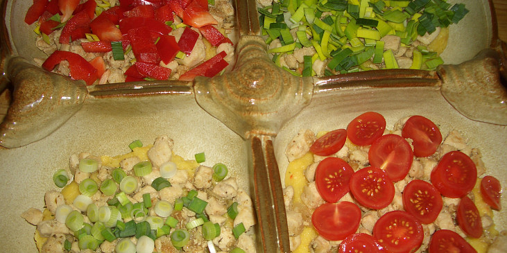 Zapečená polenta s kuřecím masem (4 varianty)