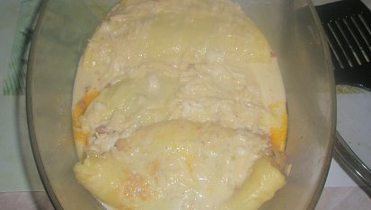 Zapečené omeletky se sýrem, pred zapekaním