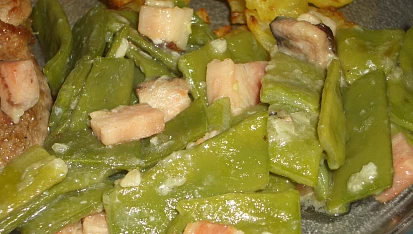 Zelené fazolky na slanince