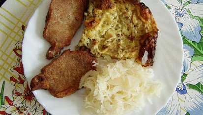 Kuře na bramborákovo-rohlíkové nádivce, Místo kuřete vepřové plátky
