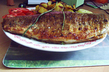 Pstruh barbecue, plněný petrželkou