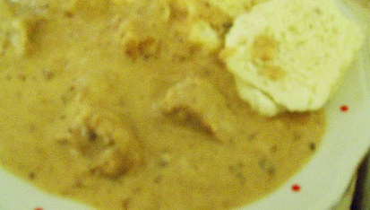Vepřové kostky s hořčicovou omáčkou, detail...