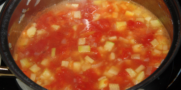 ...cuketu a rajčata vaříme asi 20 min....
