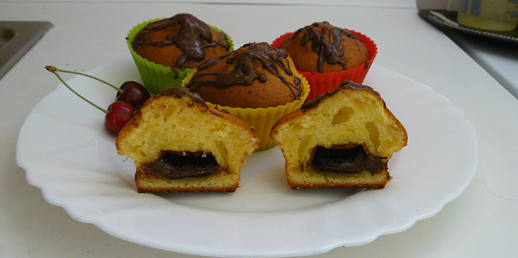 Tvarohové muffiny s čokoládou (muffinky uvnitř)