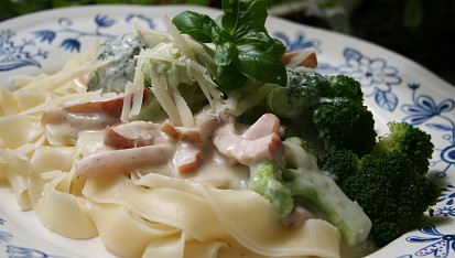 Linguini s uzenou šunkou