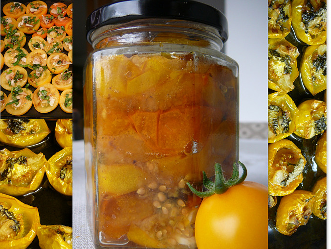Pečená rajčata ve vlastní šťávě, žluto-oranžová varianta