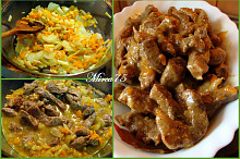 Restování zeleniny + před vložením do trouby + hotové maso