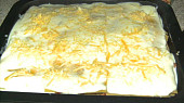Lasagne s mletým masem a žampiony, před pečením