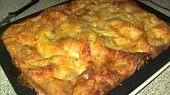 Lasagne s mletým masem a žampiony, po upečení